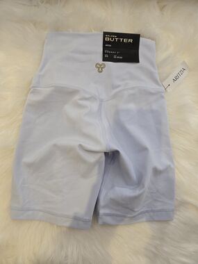 Aritzia Golden Butter Pale Blue High-Rise Bike Shorts